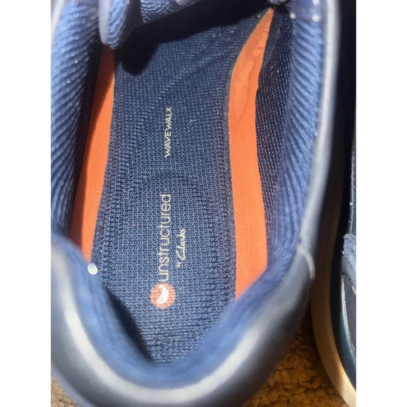 Clarks Unstructured Shoes Sz 8 Wave Walk Blue Suede Comfy Athletic Normcore - Picture 6 of 7